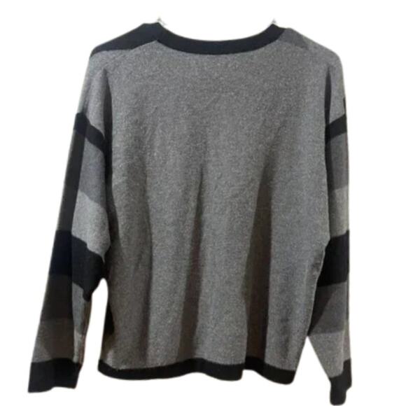 7 For All Mankind Black Striped Cozy Sweater - NWT Size Small - Picture 3 of 3